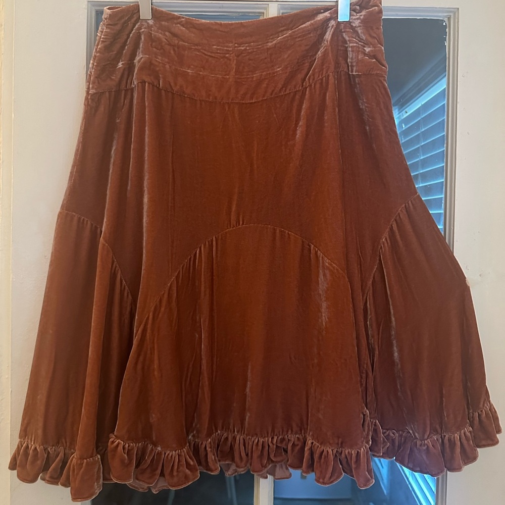Anthropologie Dusty Rose Velvet Skirt
